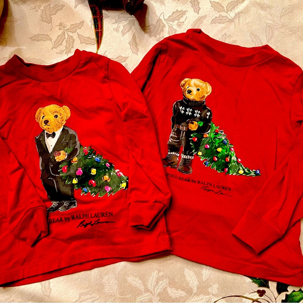 Ralph Lauren Polo Bear Christmas LS Shirt Bundle